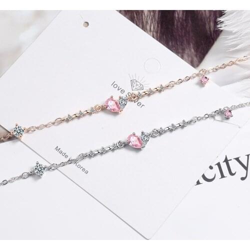 Bracelet female Japanese and Korean style simple small fresh water drop zirconium cute bow inlaid zirconium hand jewelry