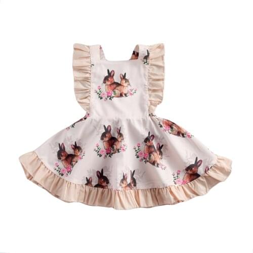 Sister Outfit Kids Clothing Girls Floral Print Square Collar Fly Sleeve Dress/ Baby Romper with Headwear for Summer Pink