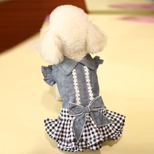 Spring Autumn Pet Clothes Dot Dog Dress For Dogs Skirt Dog Denim Dresses Yorkshire Clothes For Dogs Chihuahua Pet Cat Dress