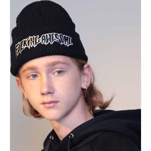FUCKING AWESOME skullies beanie casual hip hop knitted hat outdoor sports warm ski hat women girl earflap skull cap drop ship