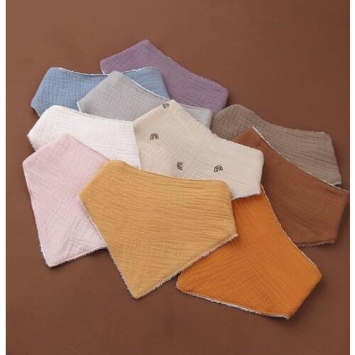 87HD Baby Feeding Drool Bib Solid Color Snap Button Saliva Towel Soft Cotton Triangle Burp Cloth for Newborn Toddler