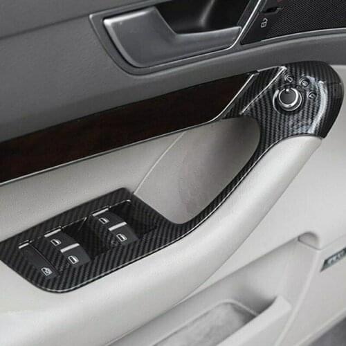 Carbon Fiber Style Window Glass Lift Button Cover Trim For Audi A6 C5 C6 2005-2011 Car Styling Accessories