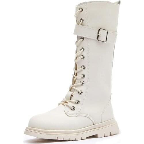 2020 winter microfiber PU girls boots plus velvet girl leather winter new children long tube Martin boots childrens high boots