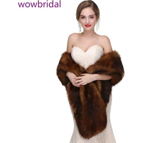WOWBRIDAL Warm Faux Fur Winter Bridal Cape Wedding Cloaks Party Wraps Jacket Wrap Boleros De Encaje Boleros De Mujer