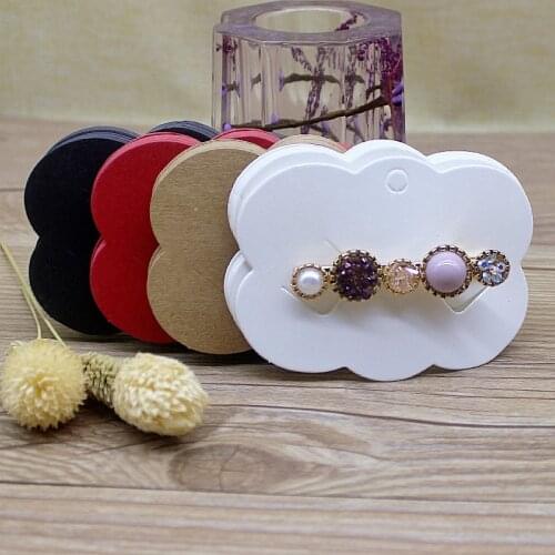 Zerong 50pcs blank paper hair clip Display Cards 6.5*9cm hair claw kraft /white/red/black jewelry hair accessories pakcage card