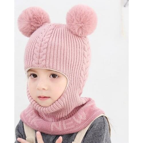 Baby Winter Hat Pompom Beanie Hats for Baby Girl and Baby Boy Hat Scarf Caps HT19029