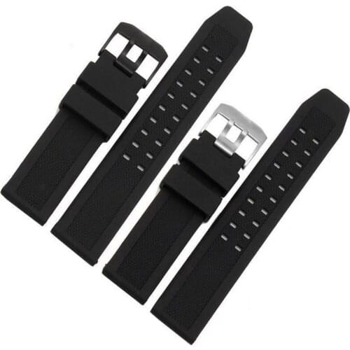 New 1PCS 23mm rubber bands watch band watch straps Silicone watch strap black color for luminox watch