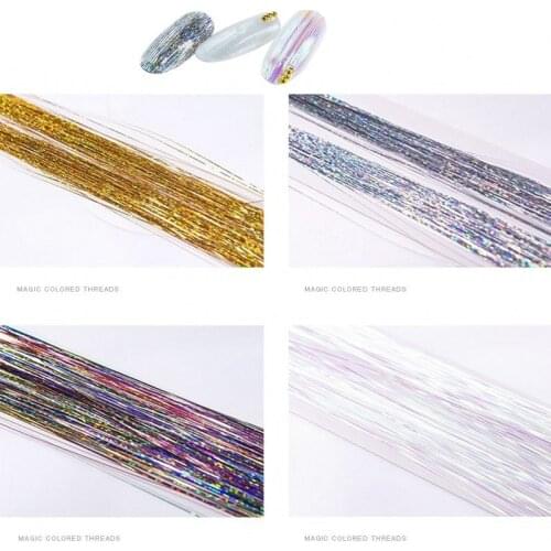 1 Bag Laser Mermaid Shiny Stripe Lines Gradient Nail Art Decorations Silk Sequins Thread 3D DIY Manicure UV Gel Polish 90cm Long