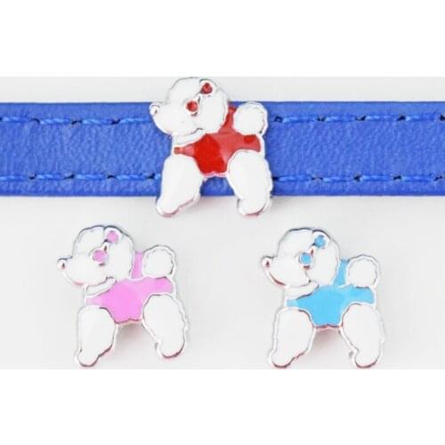 10PCS 8mm Enamel Color Pet Teddy Dog Slide Charms Slide Beads DIY 8mm Hole Bracelets Wristbands,Belt Straps Pet Name Collar