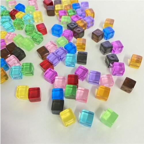 100Pcs/Set 8mm Transparent Square Corner Cube Colorful Crystal Clear Color Dice Chess Piece Right Angle For Board Game