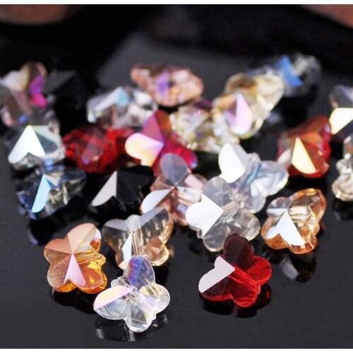 20pcs 10mm Small Butterfly Faceted Crystal Glass Prism Loose Crafts Beads Lot for Jewelry Making Findings