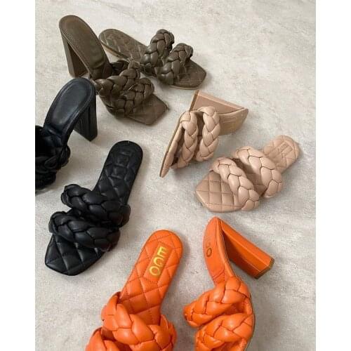 2021 Summer New Womens Flat Sandals Woven Solid Color Slippers Open Toe Outdoor Womens Shoes Plus Size 41