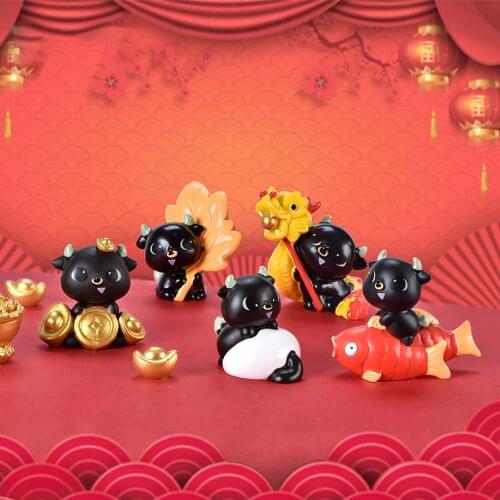 2021 Miniature Festive Cartoon Cattle Shape Mini Ornament Home Decoration Office Desk Accessories Desktop Decor Craft Gift