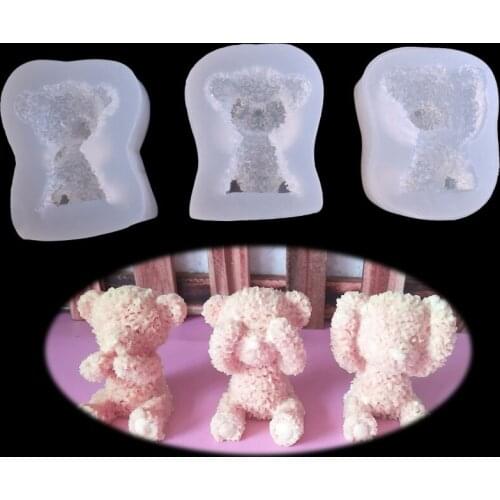 3D Three-dimensional Three Little Bears Silicone Mold Cute Bear Mousse Cake Mold Chocolate Baking Utensils Silicone Cake Mold