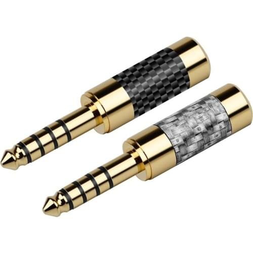 4pc Hifi 4.4mm Connector 5 Pole Gold Plated Plug Carbon Fiber Copper Earphone Adapter Audio Headphone Jack Stereo Balanced Plugs