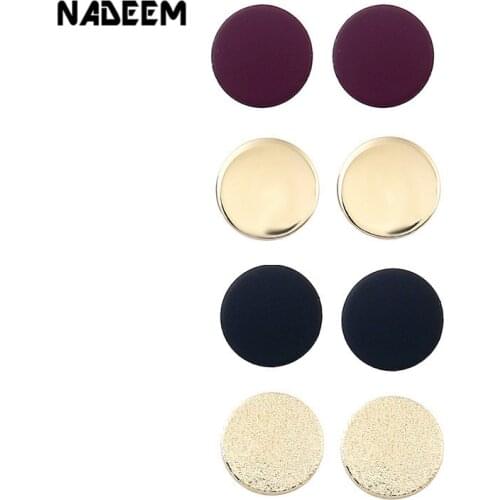 NADEEM 4Pair/Stets Metal Ear Stud Earrings Gold Color Round Shaped Stud Earrings Set Jewelry Boucle D'oreille Pendientes Mujer