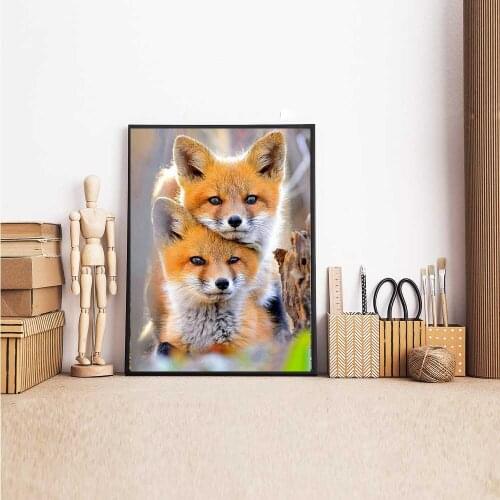 Fox 5D Diamond Painting Full Display Little Dog Diamond Embroidery Full Square Cross Stitch Rhinestones Decor Home Gift FG1792