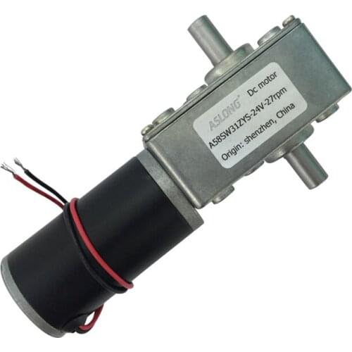 A58SW31ZYS Worm Gear Motor Double Output Shaft 12V 24V 5/14/35/50/77/114/170/240RPM