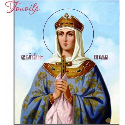 5D Diamond Embroidery icon Religion Diy Diamond Mosaic Holy Princess Olga Rhinestones Picture Diamond Painting Cross Stitch Kits
