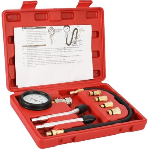 Gasoline Engine Compression Tester Auto Petrol Gas Engine Cylinder Automobile Pressure Gauge Tester Automotive Kit with Case