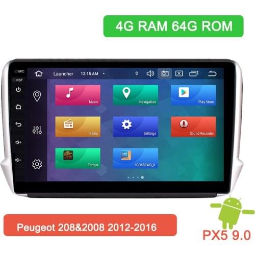 10.2-inch Android 9.0 Car Multimedia Player Navigation GPS NAVI WIFI 4G Video Stereo Radio for 2012-2016 Peugeot 208 & 2008