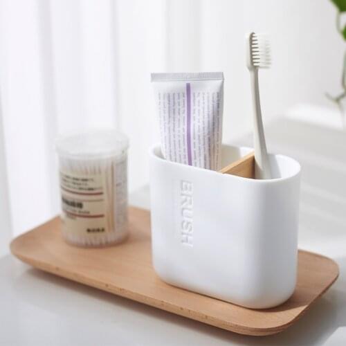 Bamboo Toothbrush Holder Bathroom Accessories Teeth Brush Holder Toothpaste Holder