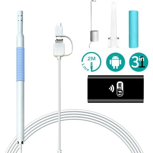 WiFi USB Ear Endoscope Wireless Digital Ear Cleaning Endoscope 1.3MP 720P HD Ear Scope Camera with 6 LED Earwax Removal for IOS