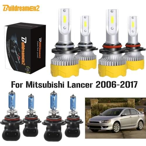 Buildreamen2 4 Pieces Car Headlight High Low Beam 9005 9006 Auto LED Halogen Headlamp Light 12V For Mitsubishi Lancer 2006-2017