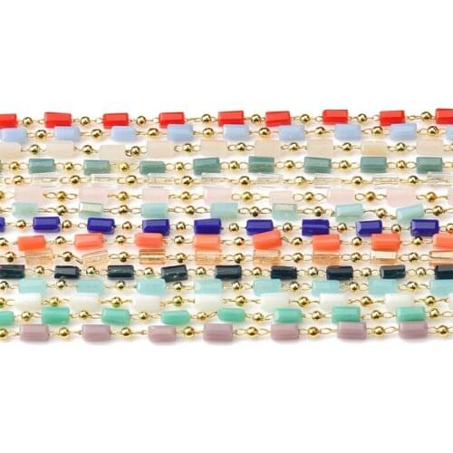 1 Meter Wrapped Rosary Chain Gold Plated Wires Crystal Column Bead Chains for Jewelry Making DIY Bracelet Neckalce Earrings