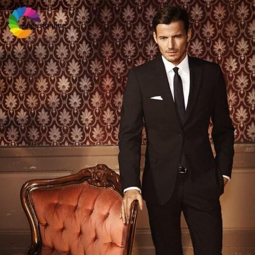 Black Business Men Suits For Wedding Suits Bridegroom Prom Blazer Slim Fit Formal Custom Made Tuxedo Ternos Traje Hombre 2Pieces