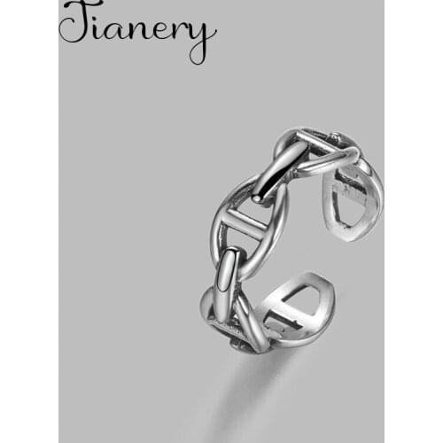 Luxury Brand Link Chains Rings For Women Wedding Engagement Charm Knuckle Rings Men Vintage Jewelry Romantic Party Gift