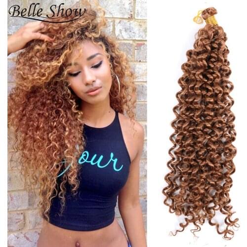 Belle Show Synthetic Water Wave Hair Bulk Afro kinky Curly Crochet Hair 14Inch 24Strands Braids Ombre Braiding Hair Extensions