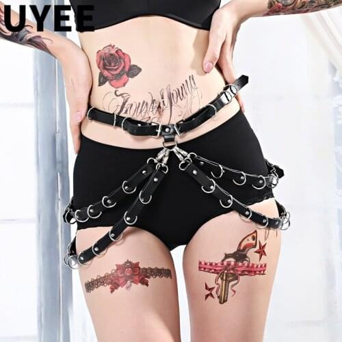 UYEE Leather Harness Chain Belt Seks For Women Thigh Straps Leg Suspenders Stocking Punk Goth Sexy Erotic Bondage Bady Cage