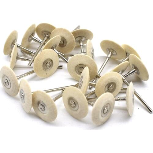 50PCS High Quality White Velvet Wheel Brush Felt Wheel 2.35mm Shank Rotary Round Polishing Buffing Tool
