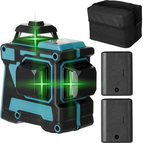 KKmoon Multifunctional 3D 12 Lines Laser Level Tool Vertical Horizontal Lines with Self-leveling Level Machine 2 Battery Level