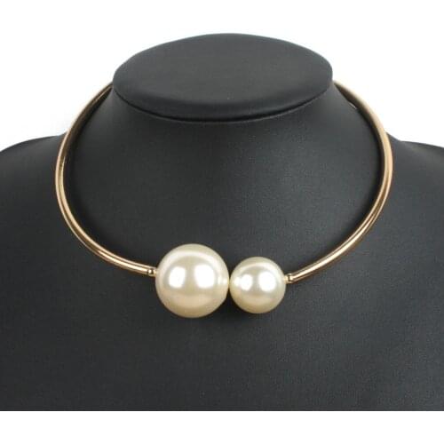 MOON GIRL ZA 2020 Women Pearl Short Necklaces For Memal Fashion Exaggerated Neck Chain Short Clavicle Jewelry Gift