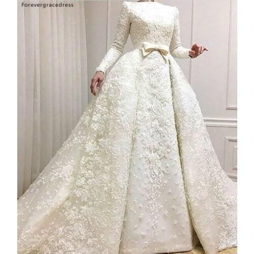 Muslim Wedding Dresses A Line Long Sleeves Appliqued Country Garden Formal Bride Bridal Gowns Plus Size Custom Made