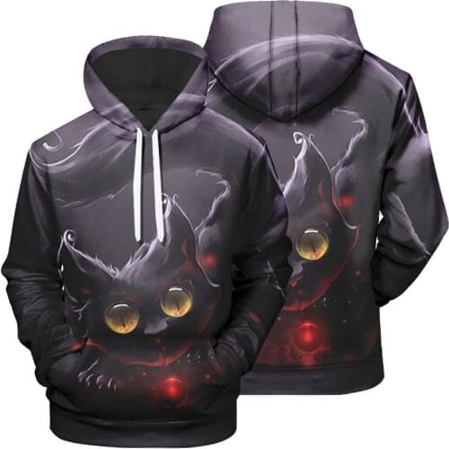 MenS Creative Cute Cat Pet Printing 3D Fashion Drawstring Jacket Casual Factory Wholesale