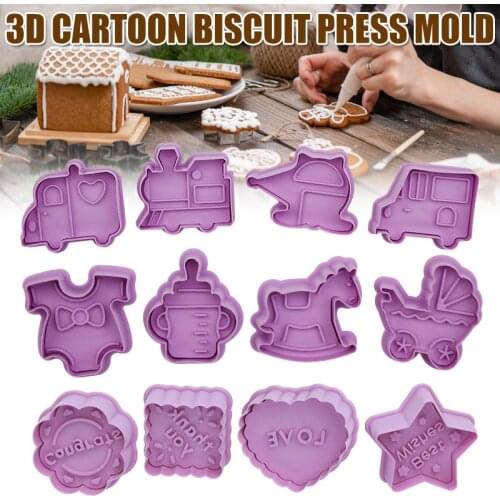 2 Pcs Cartoon Cute PP Mold Set for Cookie Making Decorating Fondant Cake Tool J2Y
