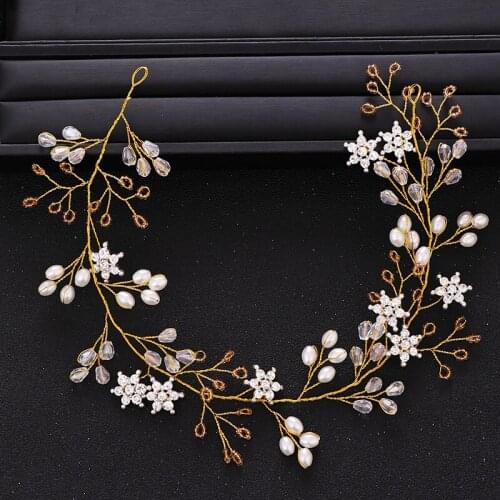 New Wedding Hair Accessories Pearl Crystal Headband Prom Gold Headdress Bridal Hair Accessories Wedding Headwear Accessories