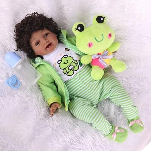 NPKDOLL 22'' bebe reborn bonecas handmade Lifelike reborn baby dolls soft body vinyl silicone black skin baby doll kids toy gift