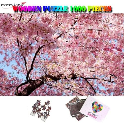 MOMEMO Sakura Wooden 1000 Pieces Nature Landscape Jigsaw Puzzle Customized Adults Personality 1000 Piece Puzzles Kids Teens Toys