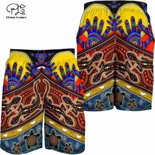 PLstar Cosmos Newfashion Native National Culture Tribal Australia Summer Beach 3DPrint Unisex Casual Shorts Streetwear Style-3