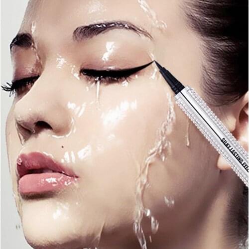 Professional Waterproof Liquid Eyeliner Shiny Rhinestone Silky Waterproof Non Smudge Fast Drying Eyeliner Eyelash Pencil