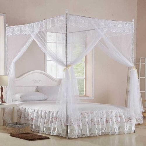 Priness Luxury Princess Three Side Openings Post Bed Curtain Canopy Netting Mosquito Net Bedding Mosquito Net For Baby Sleeping