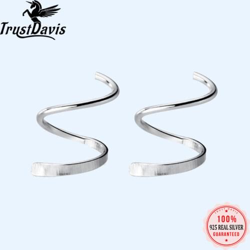 Trustdavis 925 Sterling Silver Womens Snakelike Spiral Ear Bones Ear Buckle Ring Tightly Packed Mini Double Ring Earrings DA454