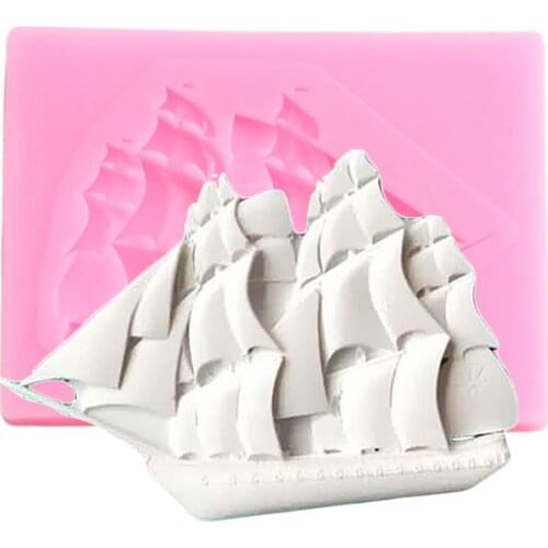 Boat Silicone Molds Baby Birthday Sailboat Cupcake Topper Fondant Mold Cake Decorating Tools Candy Chocolate Gumpaste Moulds