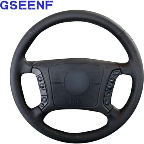 Car Steering Wheel Cover Hand-Stitched Black Genuine Leather For BMW E46 318i 325i E39 E53 X5 Car Styling