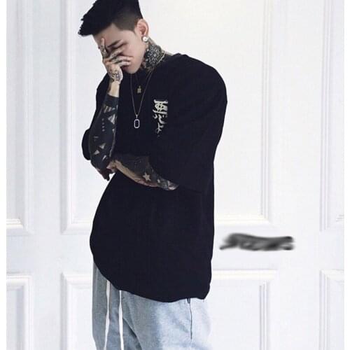 Hip Hop T Shirt Men Tees Shirts Fashion Kanji Print Short Sleeve Summer T-Shirts 2018 Tees Shirts US Size XS-XL