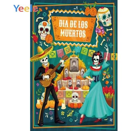 Yeele Mexican Day of The Dead Backdrop Sugar Skull Photography Background Dia DE Muertos Dress-up Party Fiesta Vinyl Photophone